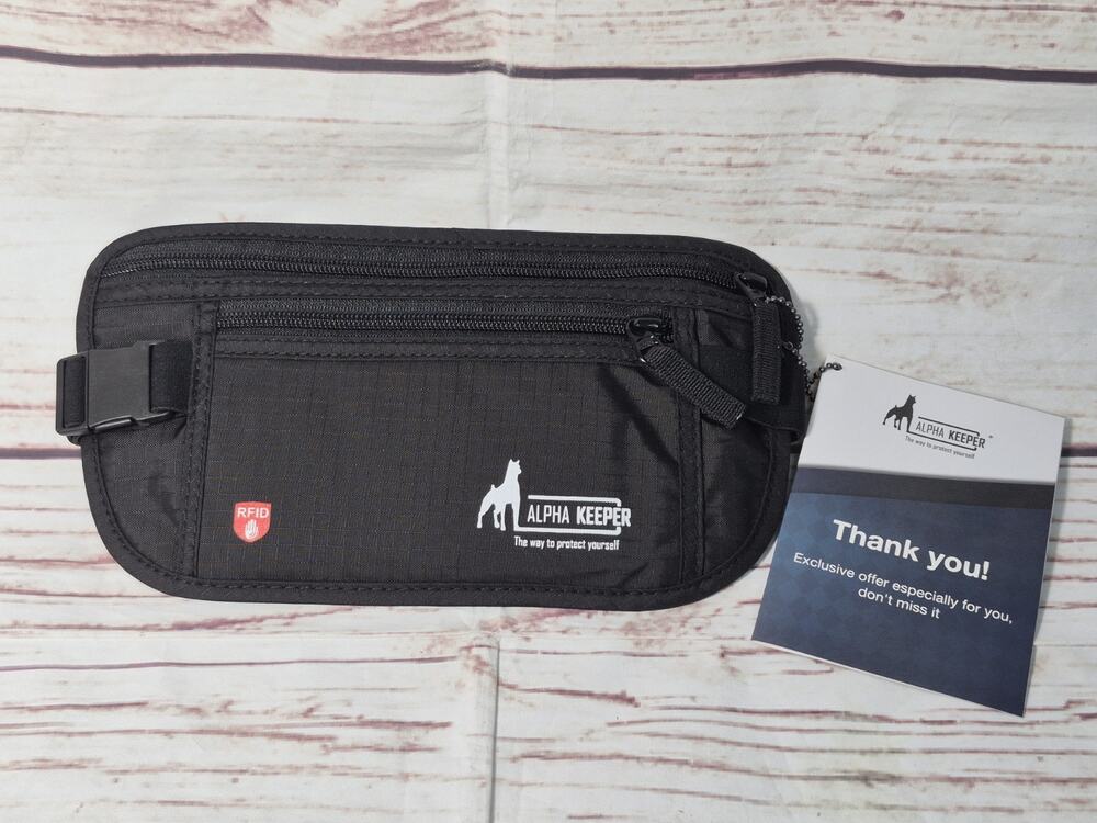 Alpha Keeper Money Belt for Travel Hidden Under Clothes - RFID Blocking Passport